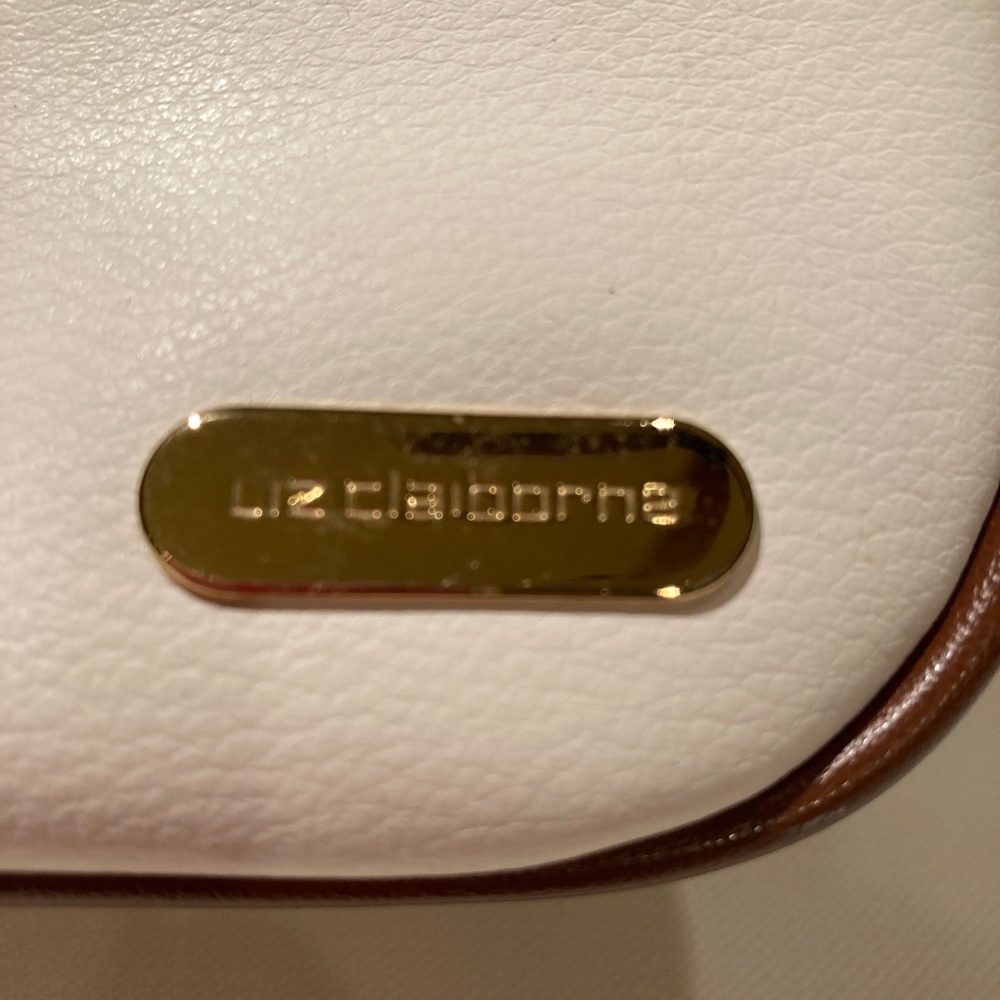Vintage Liz Claiborne white shoulder bag with brown leather trim - Picture 5 of 10